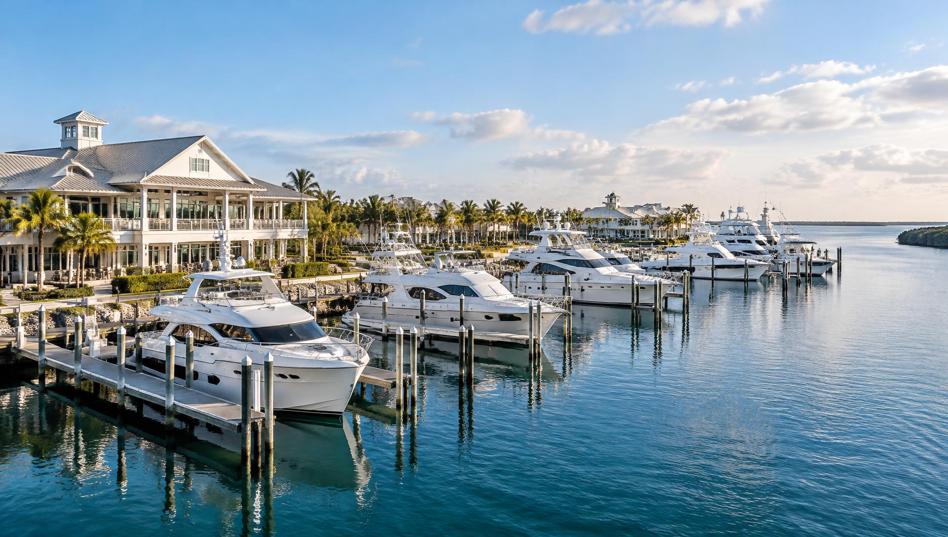 Coastal marina and waterfront yacht club